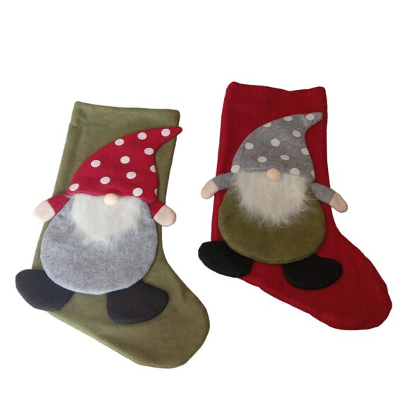 2 Large Gnome Stockings, Holiday Christmas Stockings, Christmas Decor - Picture 11 of 13